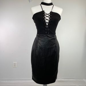 Fashion Nova Black Strappy Bandage Dress Sz Medium